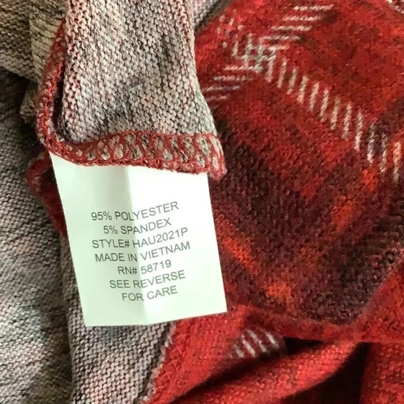 NY Collection Size 2X Red Checkered Long Sleeve Shirt. New With Tags - Picture 7 of 8